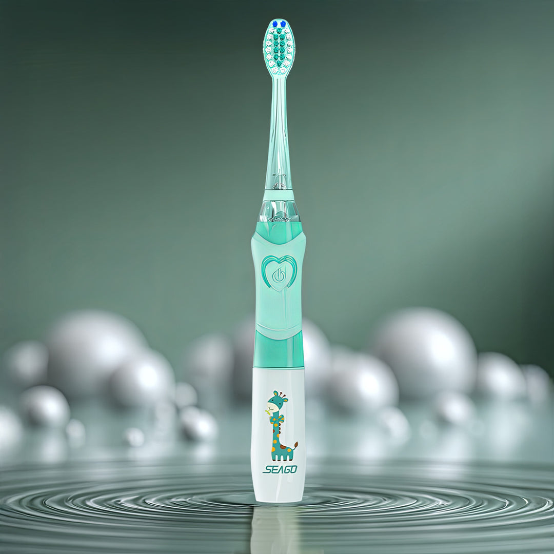 SEAGO Cepillo Dental Sónico Infantil, Color Verde, 1xAA 1,5V (no incluido), 3 Puntas de Repuesto, SG-977 Verde