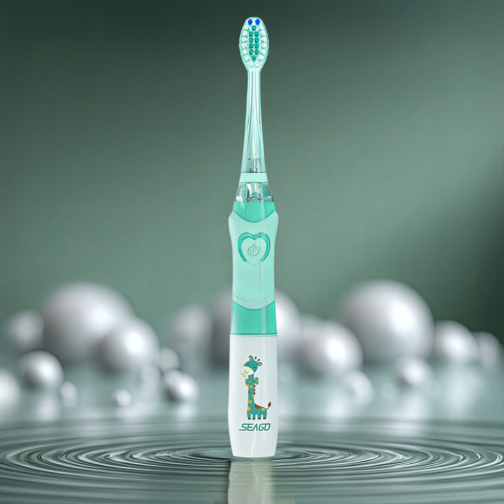 SEAGO Cepillo Dental Sónico Infantil, Color Verde, 1xAA 1,5V (no incluido), 3 Puntas de Repuesto, SG-977 Verde