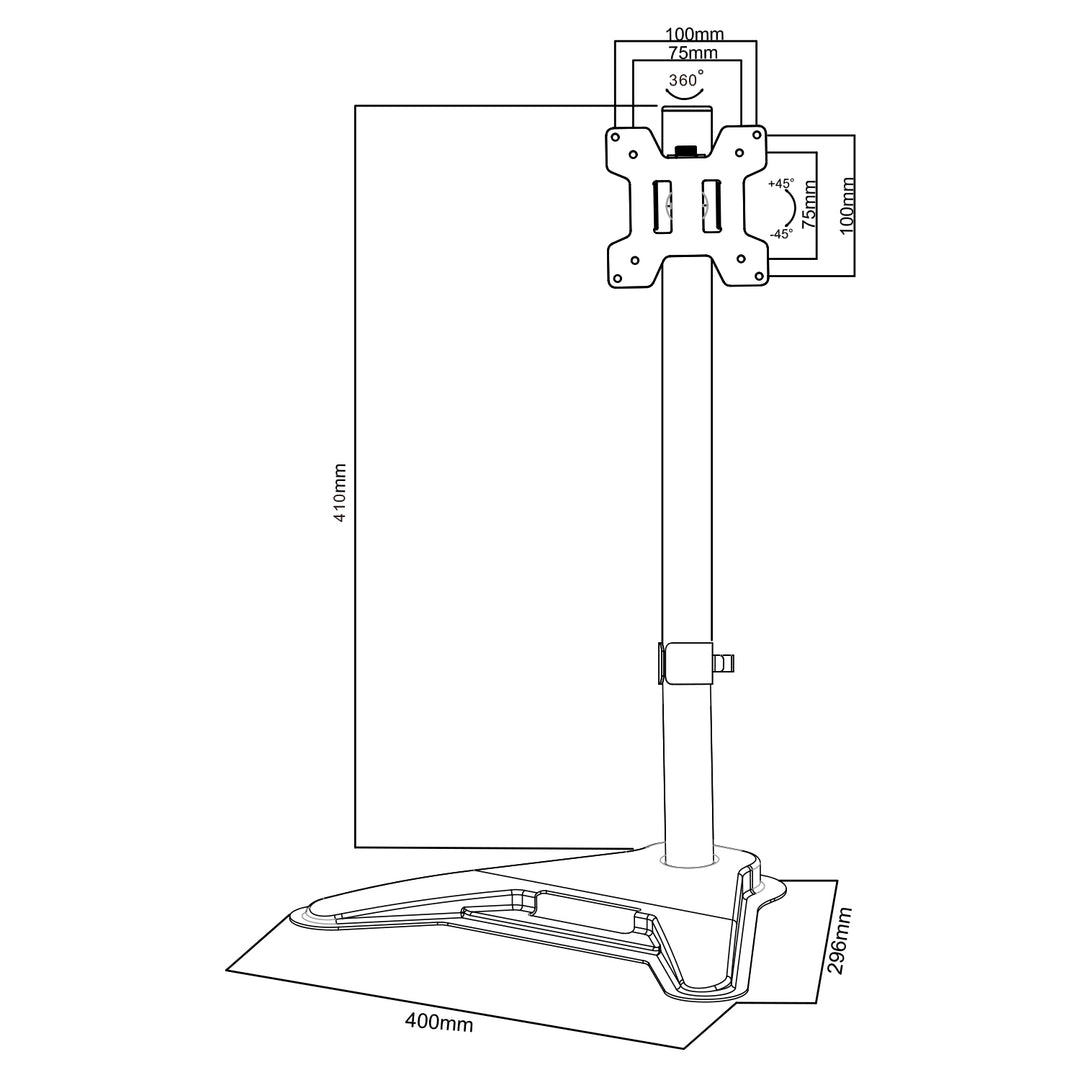 Suporte para monitor Maclean MC-987, Max VESA 100x100, 13-27", 8 kg