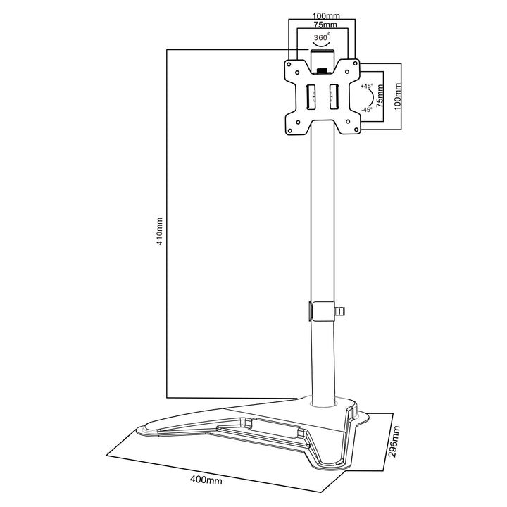 Suporte para monitor Maclean MC-987, Max VESA 100x100, 13-27", 8 kg