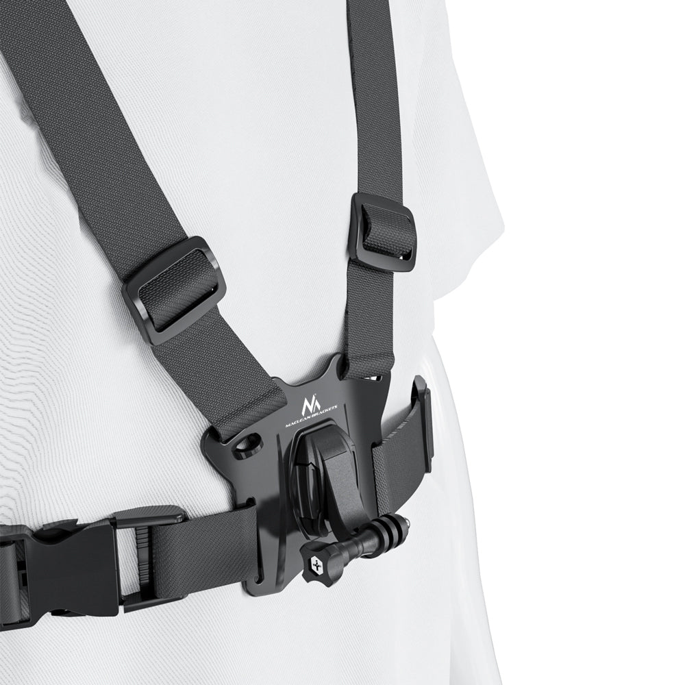 Suporte universal 2 em 1 para correia peitoral Maclean MC-294, suporte desportivo para smartphone e câmara de ação, compatível com câmaras GoPro, etc., rotação de 360°