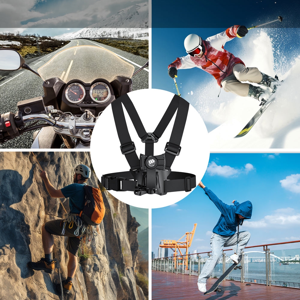 Suporte universal 2 em 1 para correia peitoral Maclean MC-294, suporte desportivo para smartphone e câmara de ação, compatível com câmaras GoPro, etc., rotação de 360°