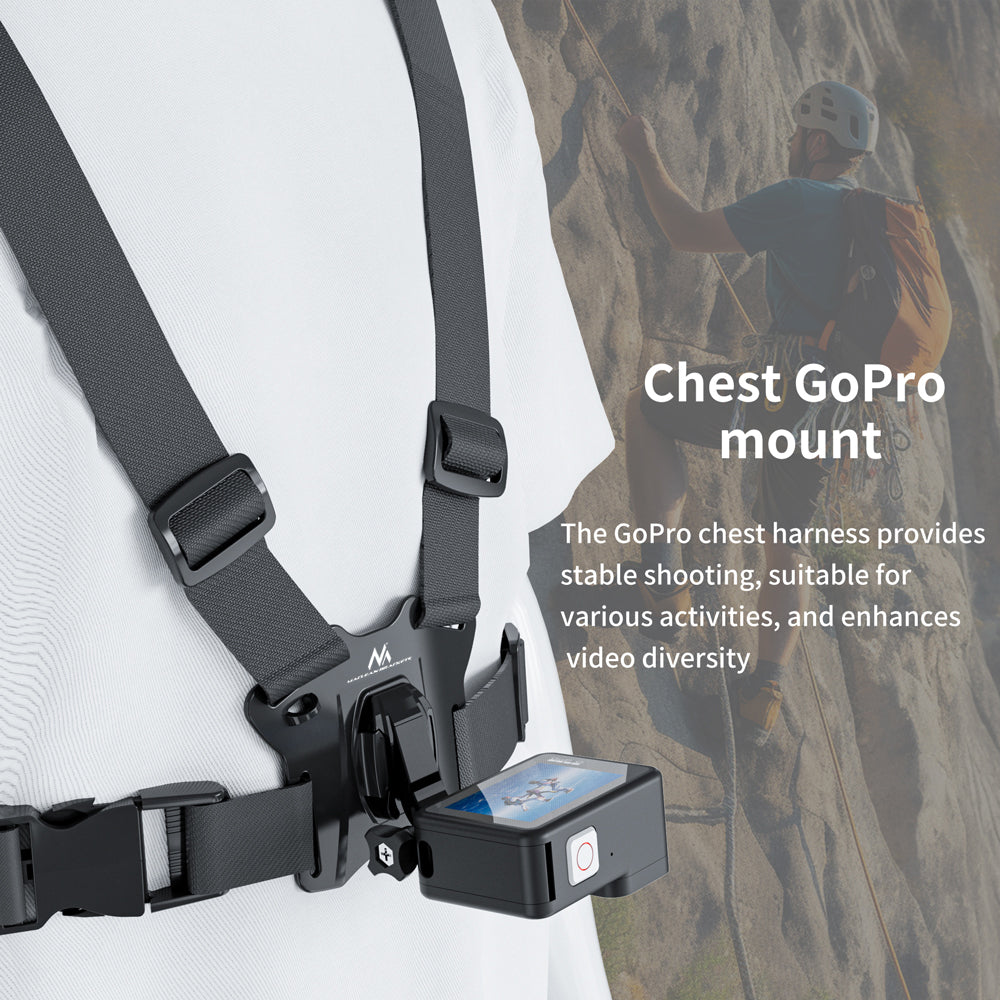 Suporte universal 2 em 1 para correia peitoral Maclean MC-294, suporte desportivo para smartphone e câmara de ação, compatível com câmaras GoPro, etc., rotação de 360°