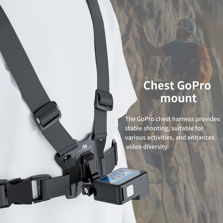 Suporte universal 2 em 1 para correia peitoral Maclean MC-294, suporte desportivo para smartphone e câmara de ação, compatível com câmaras GoPro, etc., rotação de 360°