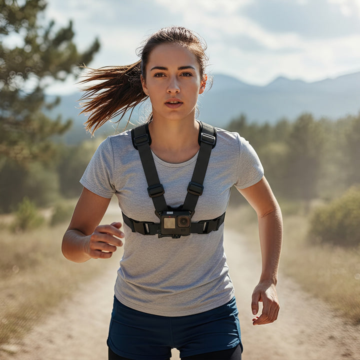 Suporte universal 2 em 1 para correia peitoral Maclean MC-294, suporte desportivo para smartphone e câmara de ação, compatível com câmaras GoPro, etc., rotação de 360°