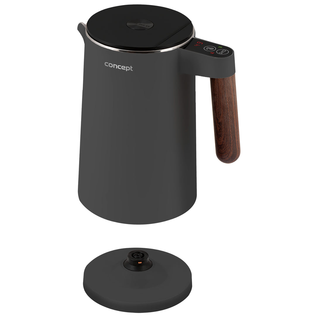 Chaleira Concept Norwood RK3305 em aço inoxidável com controlo de temperatura e aquecimento, 1,5 L, 1850-2200 W, cinzento-escuro