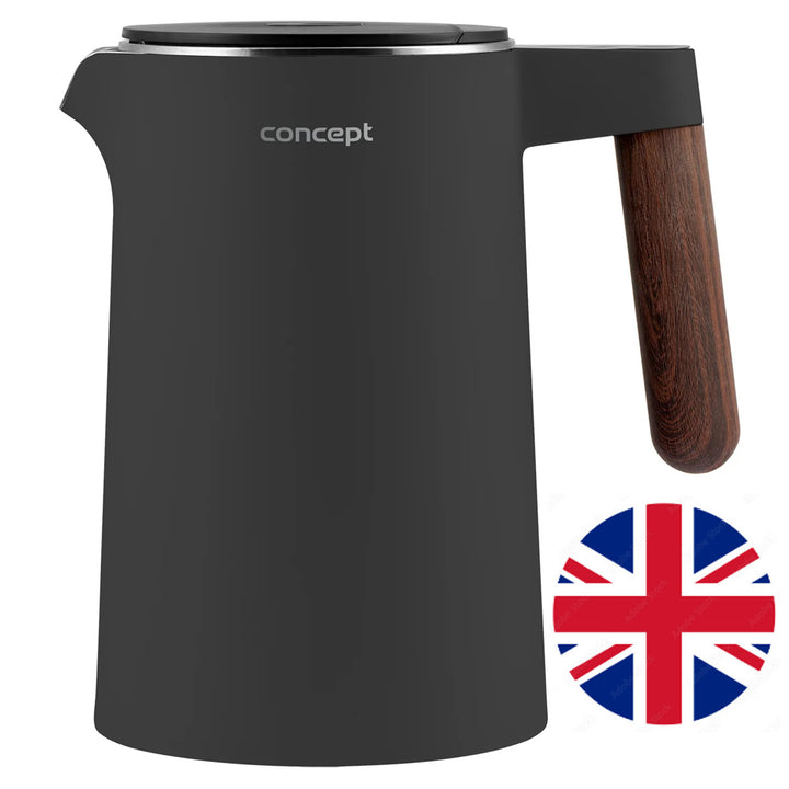Chaleira Concept Norwood RK3305 em aço inoxidável com controlo de temperatura e aquecimento, 1,5 L, 1850-2200 W, cinzento-escuro