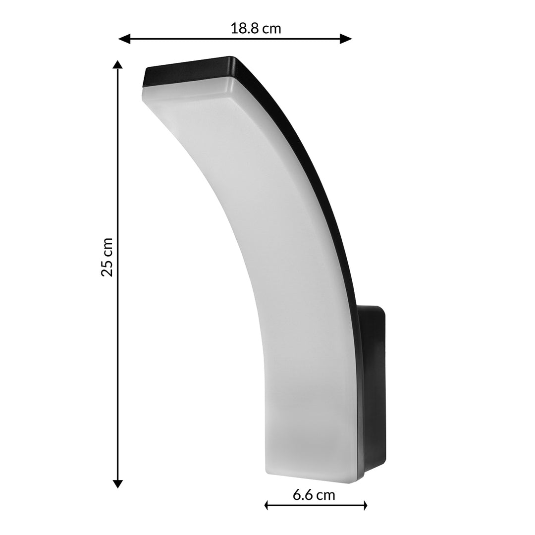 Luminária de parede LED Maclean MCE511 B, iluminação de parede interior e exterior, luminária de parede, 20 W, IP65 à prova de água, 2750 lm, branco neutro 4000 K, alcance de deteção: máx. 10 m