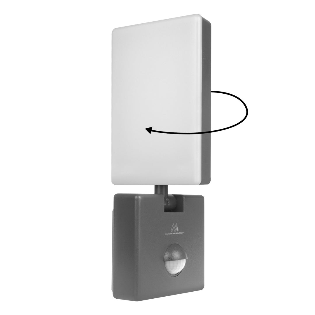 Maclean MCE516 GR Luz LED com sensor de movimento e anoitecer ao amanhecer, candeeiro de parede exterior, 10 W, 800 lm, branco neutro 4000 K, à prova de água IP65