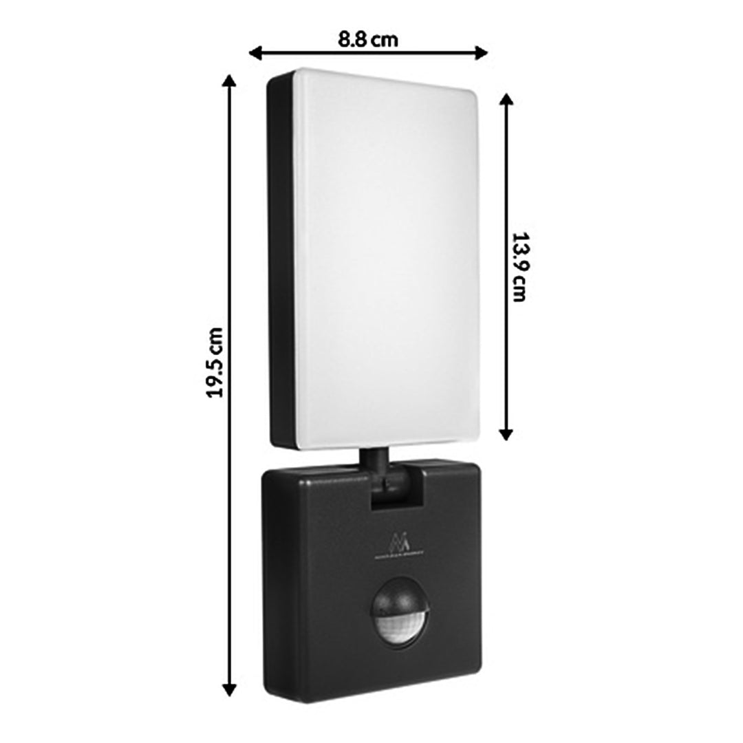 Maclean MCE516 GR Luz LED com sensor de movimento e anoitecer ao amanhecer, candeeiro de parede exterior, 10 W, 800 lm, branco neutro 4000 K, à prova de água IP65