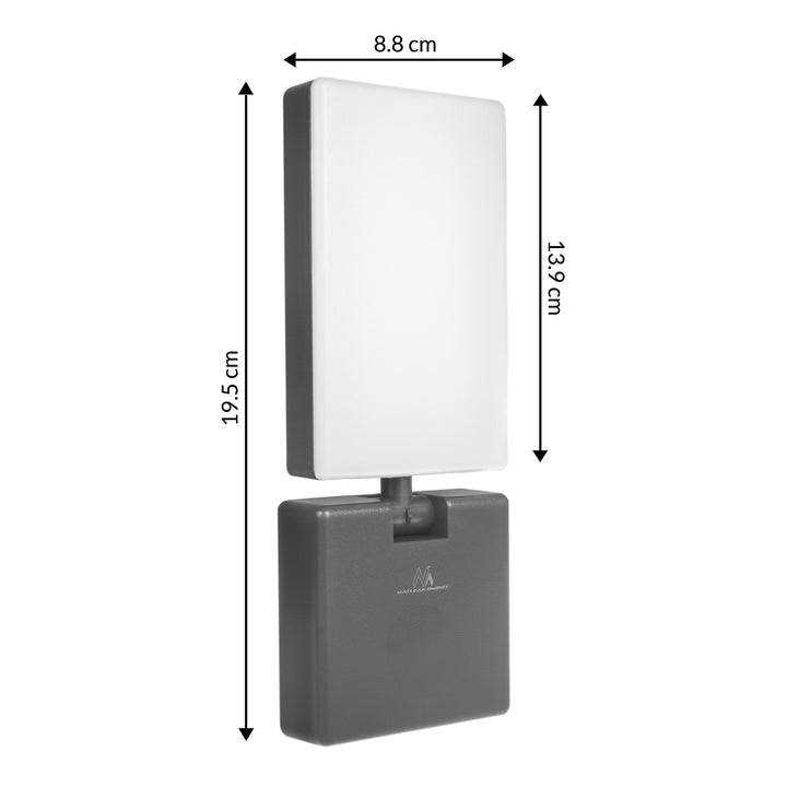 Luminária de parede LED Maclean MCE514 GR, iluminação de parede exterior, 10 W, 700 lm, branco neutro 4000 K, à prova de água IP65