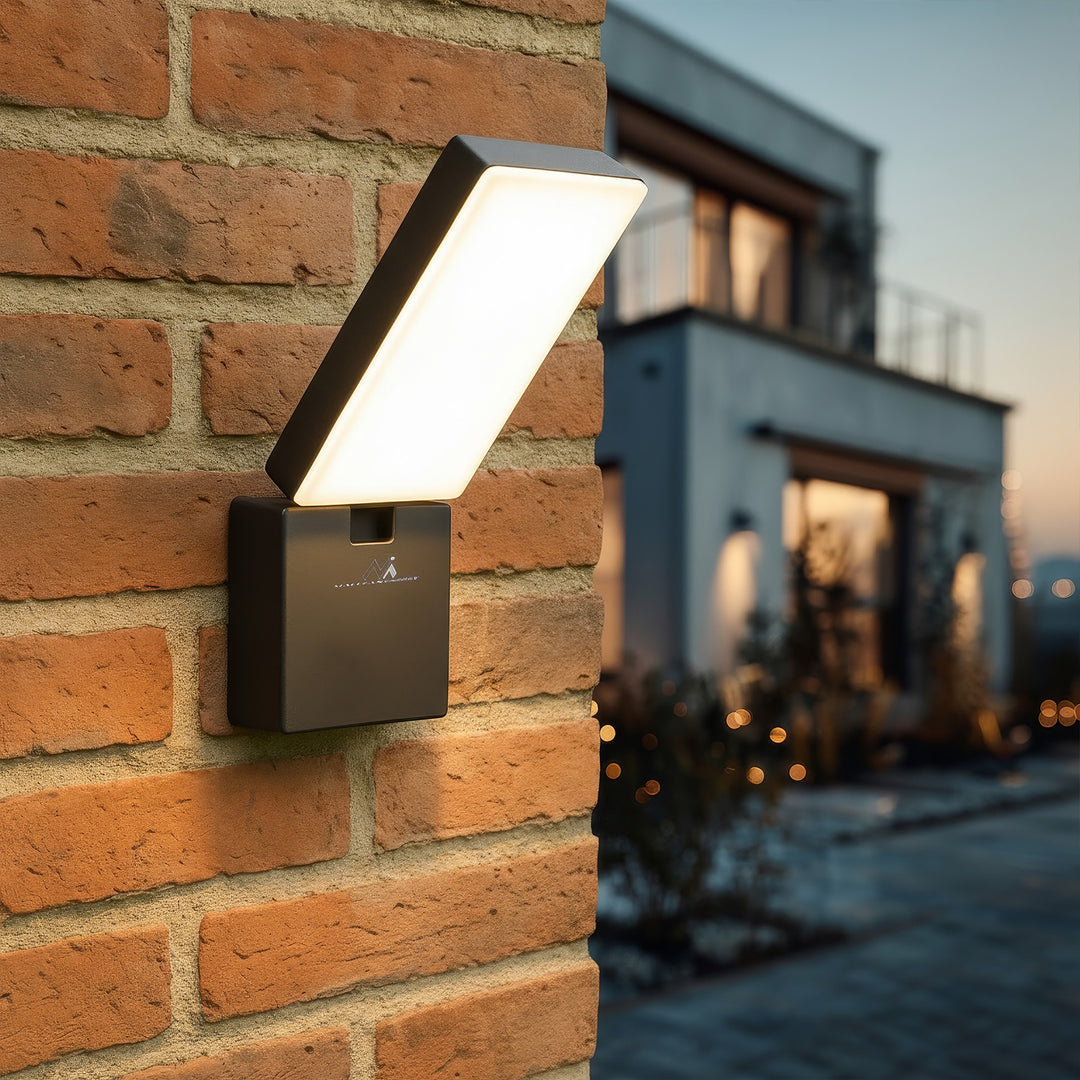 Luminária de parede LED Maclean MCE514 GR, iluminação de parede exterior, 10 W, 700 lm, branco neutro 4000 K, à prova de água IP65