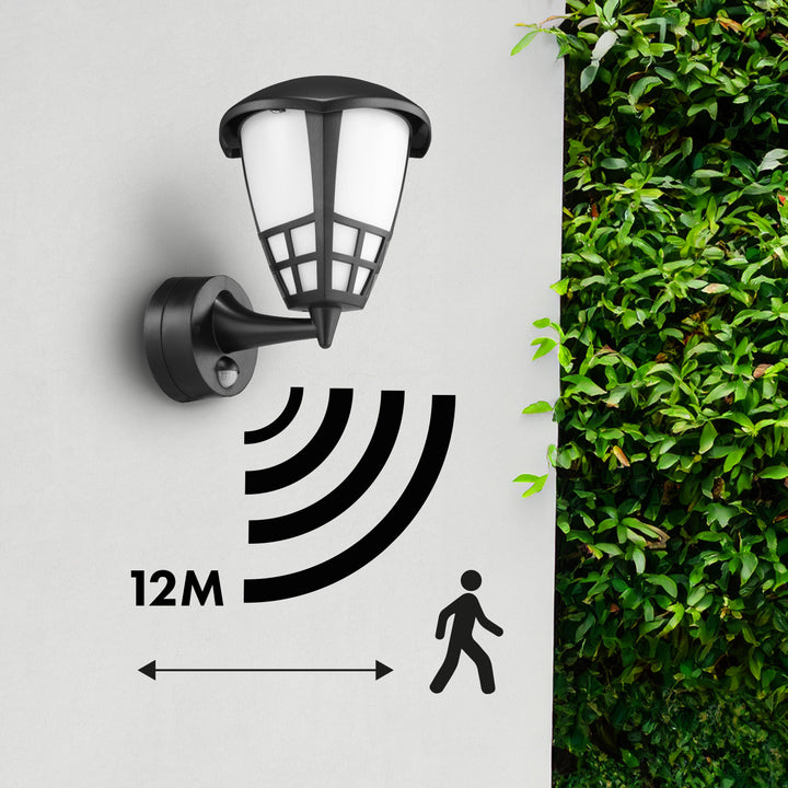 Luminária de parede com sensor de movimento Maclean MCE518 B, 1xE27, IP65, máx. 60 W, preta