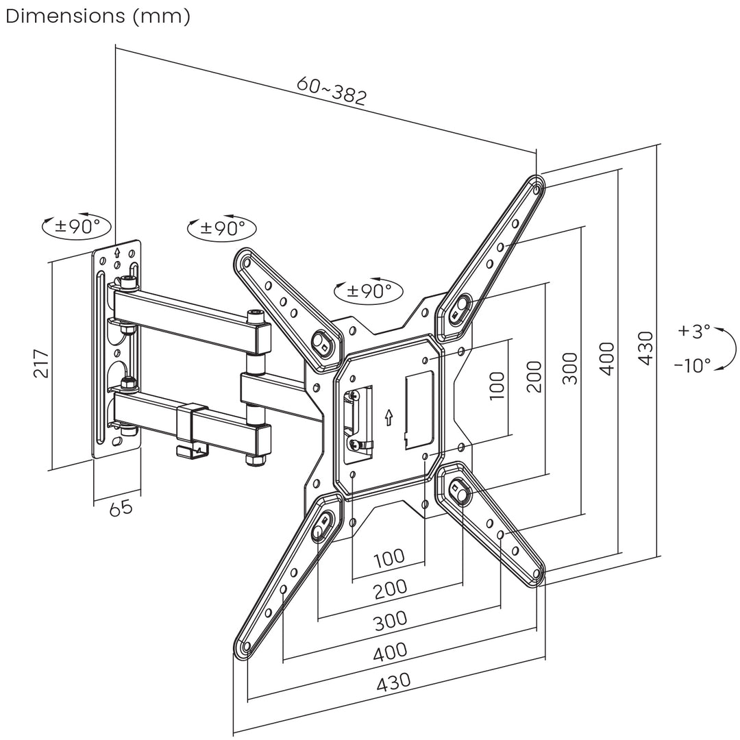 Suporte para TV ou Monitor Maclean MC-701N, Universal, VESA máx. 400x400, 23-55", 30 kg, Preto