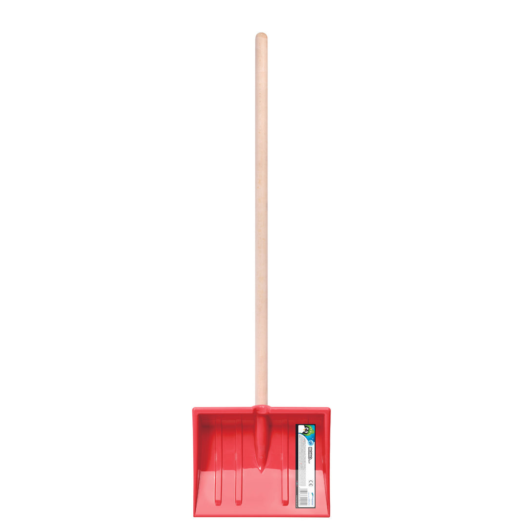 Pá de neve Prosperplast, para criança, cabo de madeira, vermelha, Bobo