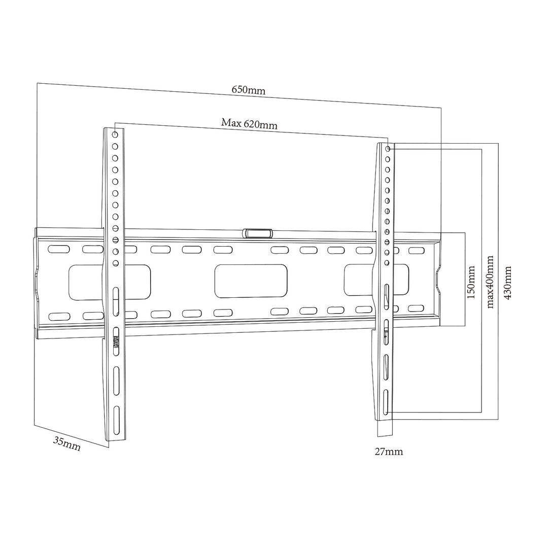 Suporte de parede para TV Maclean MC-419 para ecrãs de 32 a 100 polegadas, VESA máx. 600x400, carga máxima de 80 kg