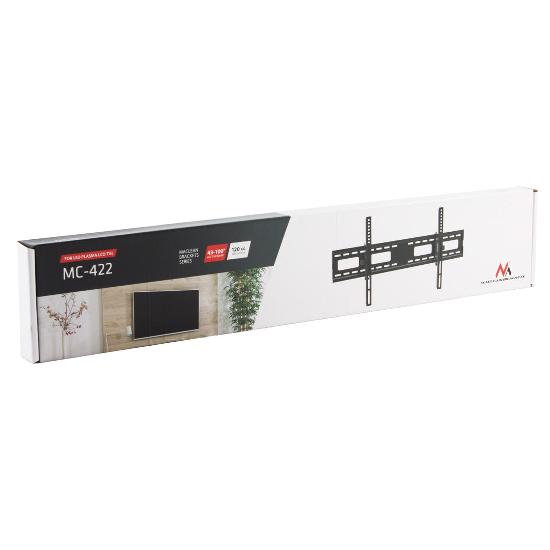 Suporte de parede para TV Maclean MC-422, suporte de parede para TV com ecrãs de 43 a 100 polegadas, VESA máx. 800x400, carga máxima de 120 kg, regulação da inclinação de +15° a -15°