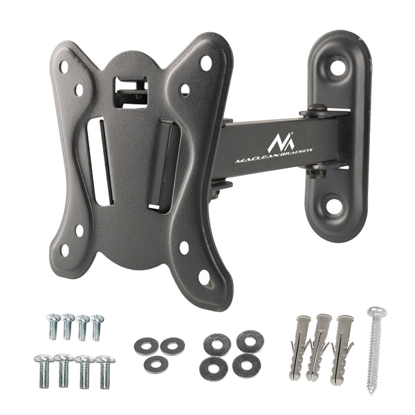 Suporte para TV ou monitor Maclean MC-416, suporte de parede para ecrãs de 13 a 32 polegadas, VESA máx. 100x100, carga máxima de 30 kg, preto