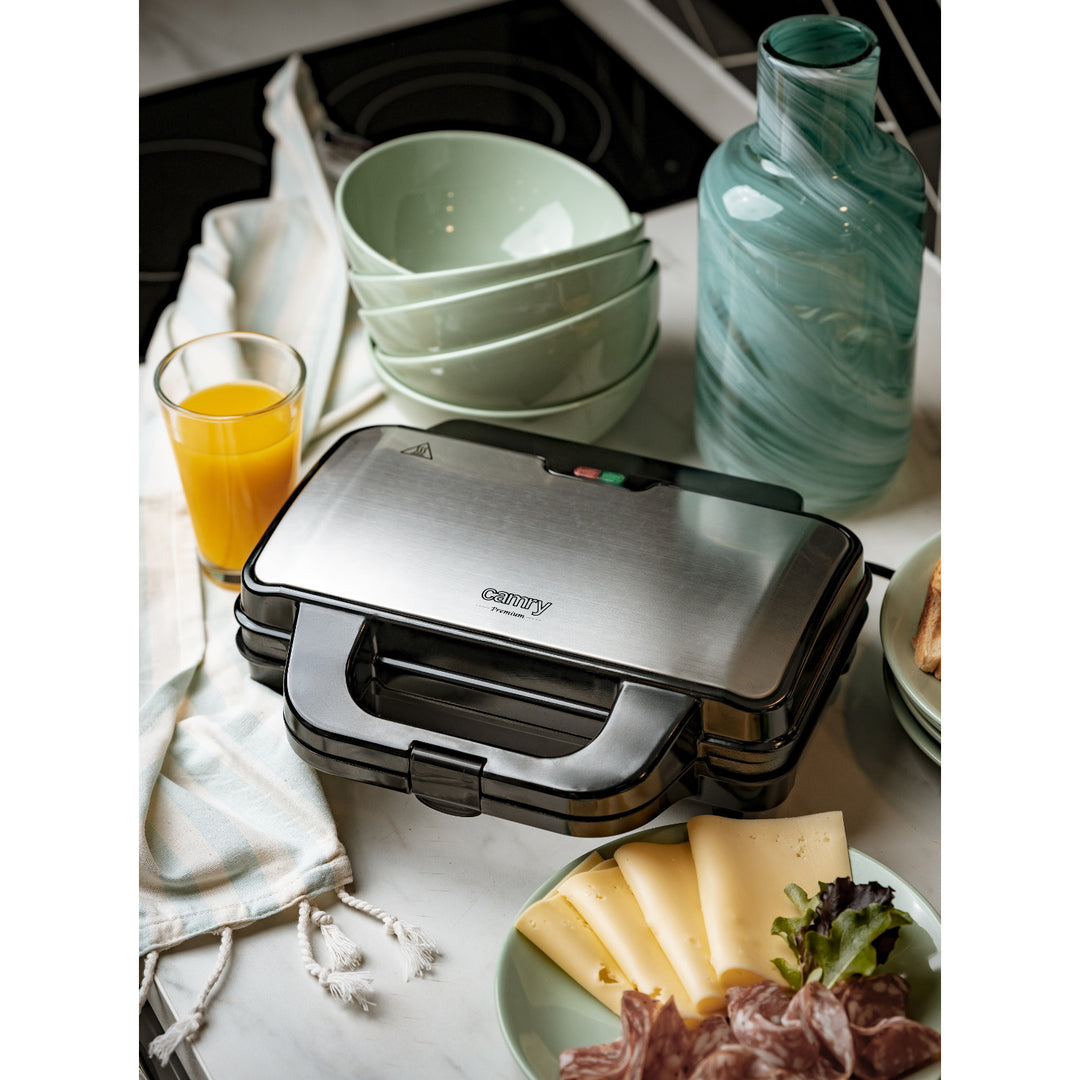 Tostadora de sándwiches Camry, para 2 sándwiches, potencia máxima 1300 W, revestimiento antiadherente, CR 3054