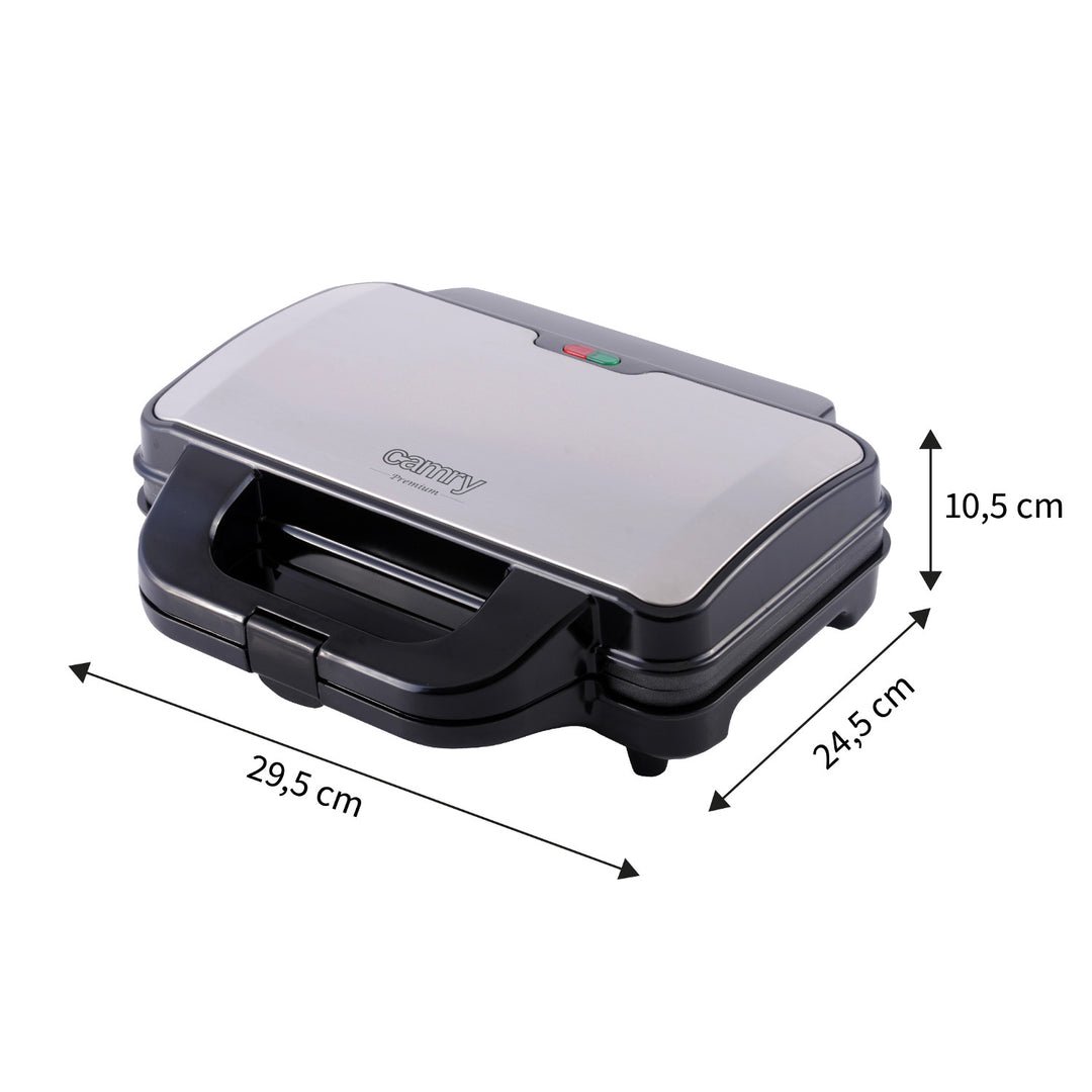Tostadora de sándwiches Camry, para 2 sándwiches, potencia máxima 1300 W, revestimiento antiadherente, CR 3054