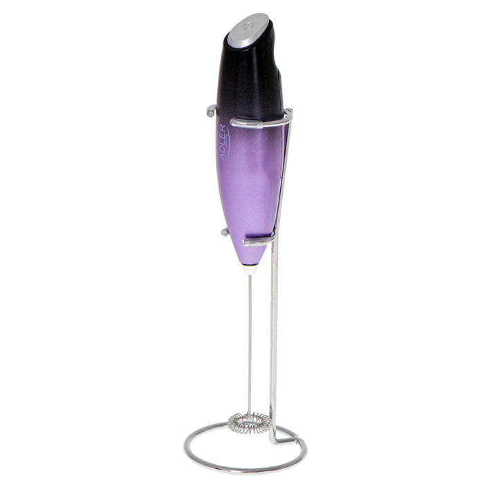 Adler AD 4499 Espumador de leche con soporte, Color morado y negro