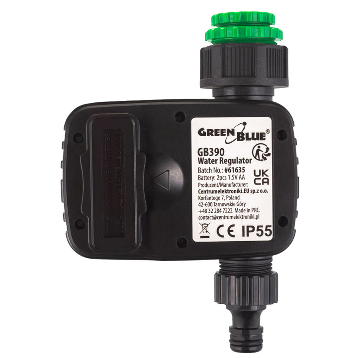 Controlador de Rega Electrónico GreenBlue, Programador, Fonte de Alimentação 2x1,5V AA, GB390