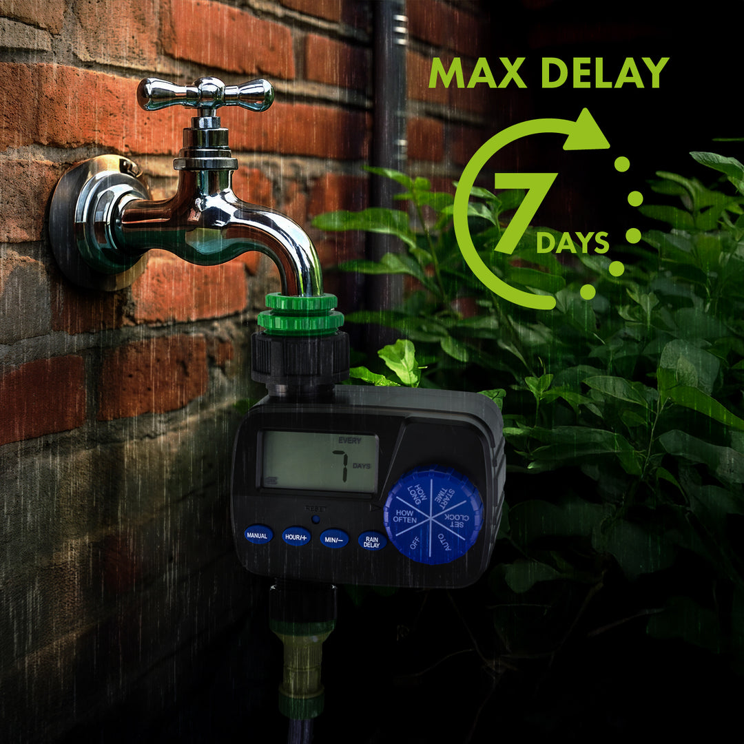 Controlador de Rega Electrónico GreenBlue, Programador, Fonte de Alimentação 2x1,5V AA, GB390