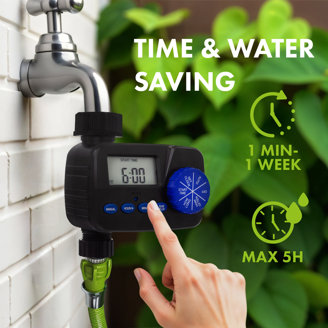 Controlador de Rega Electrónico GreenBlue, Programador, Fonte de Alimentação 2x1,5V AA, GB390