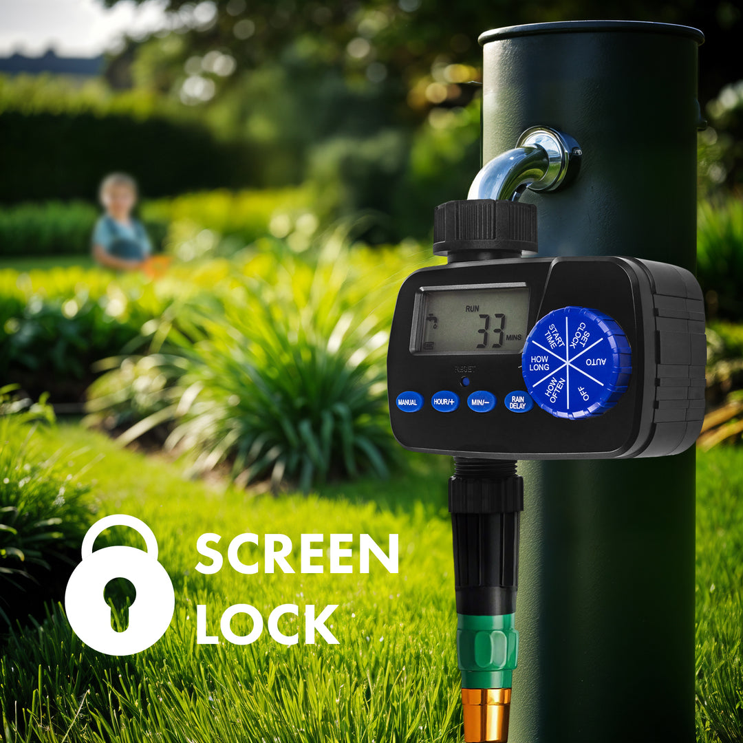 Controlador de Rega Electrónico GreenBlue, Programador, Fonte de Alimentação 2x1,5V AA, GB390