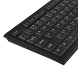 Conjunto de teclado QWERTY + rato sem fios NanoRS | Frequência de funcionamento: 2,4 GHz, Alcance: até 10 m | Resolução do rato: 1200 DPI | Receptor Nano USB | Design fino, alimentado por bateria, preto