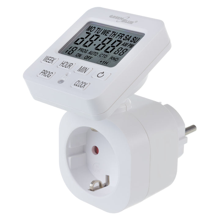 GreenBlue GB605 F Interruptor de Tempo Digital - Temporizador - Programador, Carga Máxima 16A, IP20