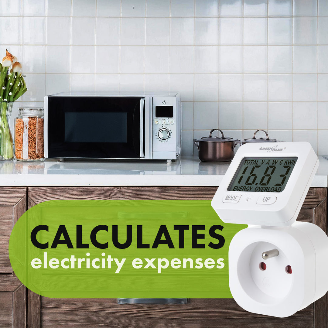 Medidor de Consumo de Energia GreenBlue GB615 F, Wattímetro, 16A, Carga Máxima 3680W, Submemória