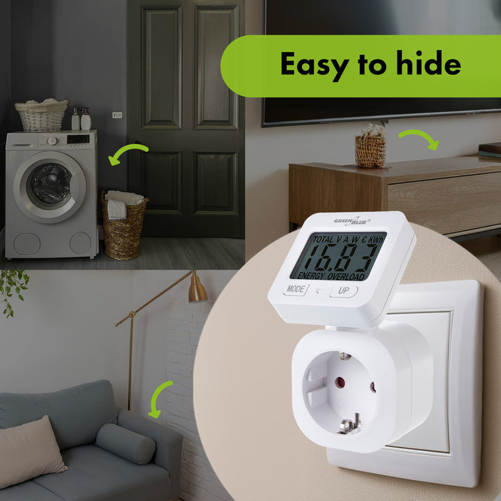 Medidor de Consumo de Energia GreenBlue GB615 F, Wattímetro, 16A, Carga Máxima 3680W, Submemória