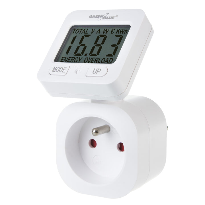 GreenBlue GB615 E Medidor de Consumo de Energia, Wattímetro, 16A, Carga Máxima 3680W, Submemória