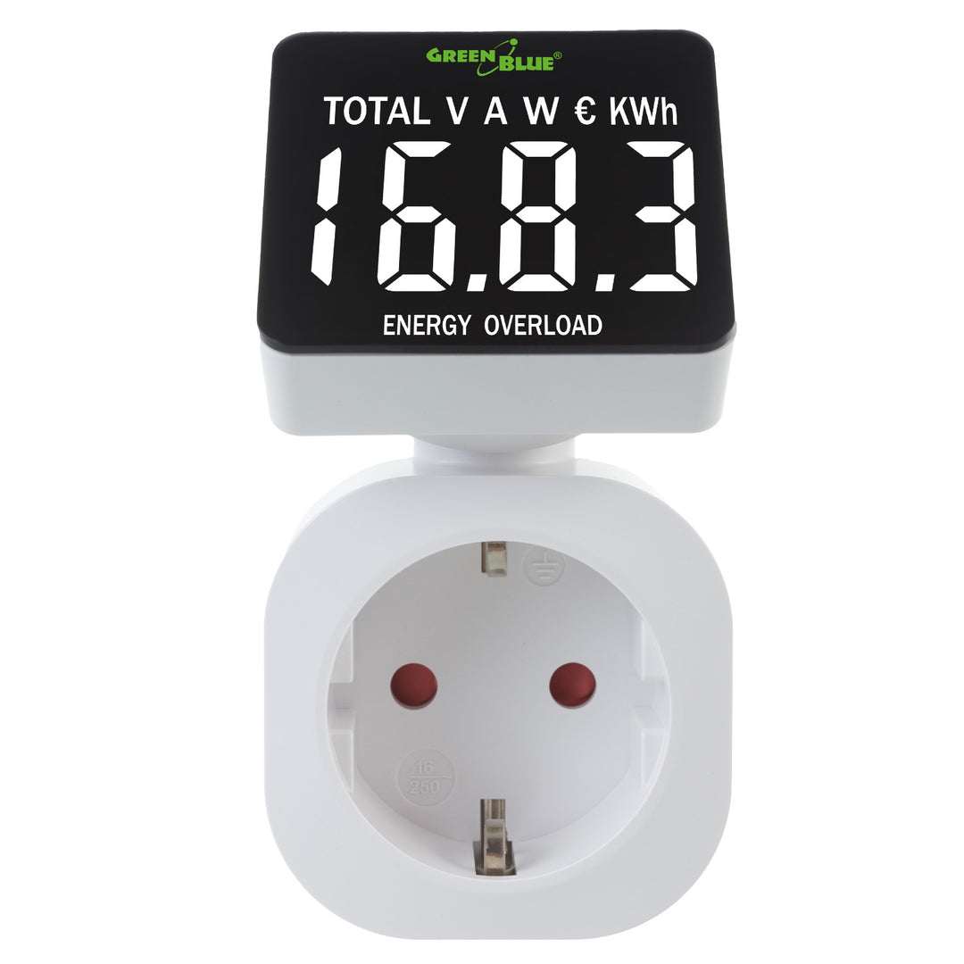 Medidor de Consumo de Energia GreenBlue GB620 F, Wattímetro, 16A, Carga Máxima 3680W, Submemória