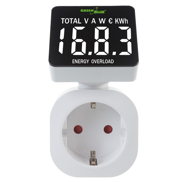 Medidor de Consumo de Energia GreenBlue GB620 F, Wattímetro, 16A, Carga Máxima 3680W, Submemória