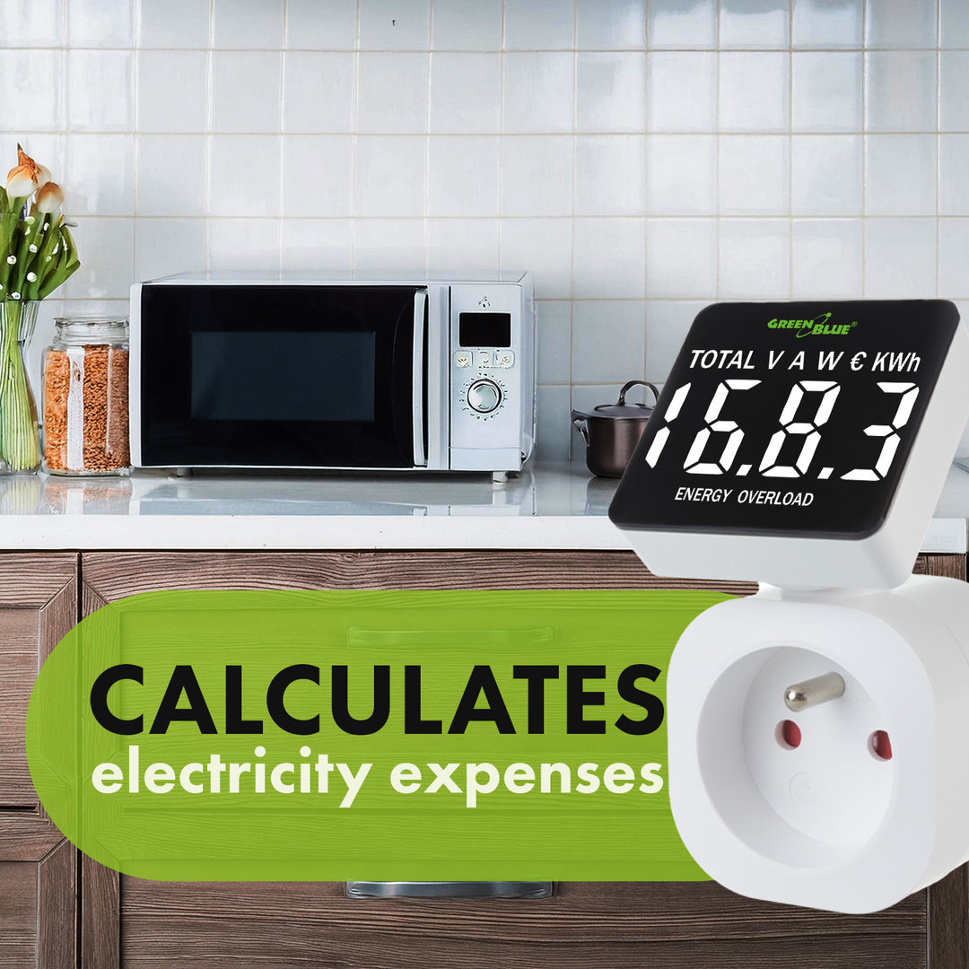 Medidor de Consumo de Energia GreenBlue GB620 F, Wattímetro, 16A, Carga Máxima 3680W, Submemória