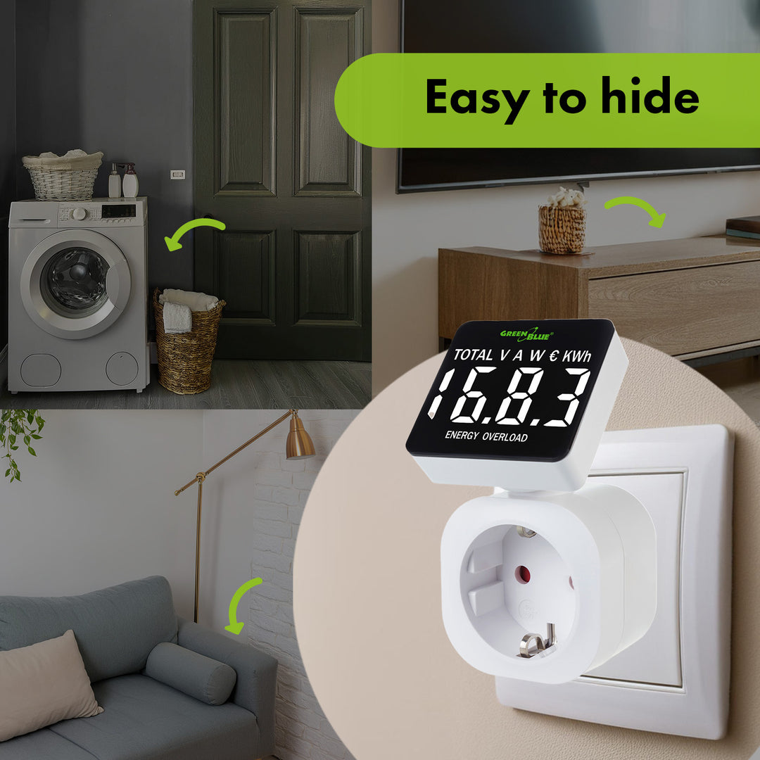 Medidor de Consumo de Energia GreenBlue GB620 F, Wattímetro, 16A, Carga Máxima 3680W, Submemória