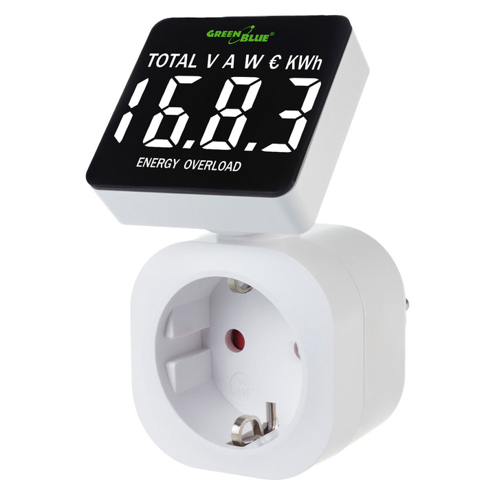 Medidor de Consumo de Energia GreenBlue GB620 F, Wattímetro, 16A, Carga Máxima 3680W, Submemória