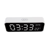 Despertador digital com termómetro, verde e azul GB397, 2 alarmes/função de snooze, função de contagem decrescente, relógio digital com visor de temperatura, alimentação USB através de porta USB, branco