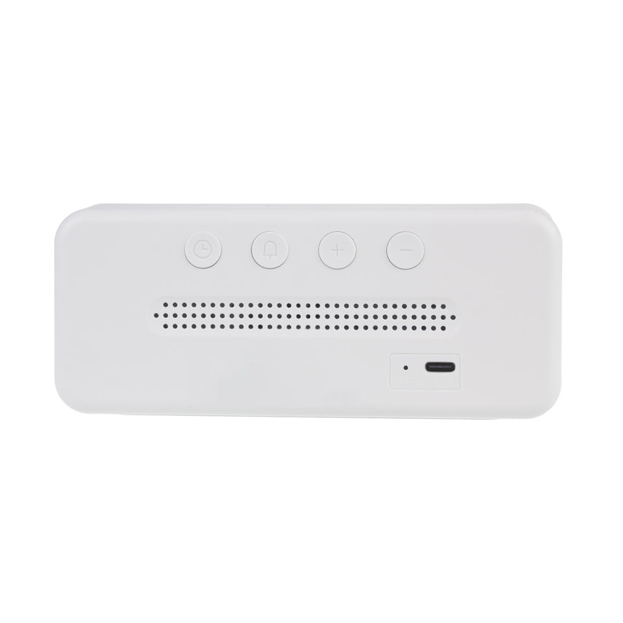 Despertador digital com termómetro, verde e azul GB397, 2 alarmes/função de snooze, função de contagem decrescente, relógio digital com visor de temperatura, alimentação USB através de porta USB, branco