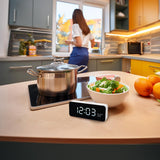 Despertador digital com termómetro, verde e azul GB397, 2 alarmes/função de snooze, função de contagem decrescente, relógio digital com visor de temperatura, alimentação USB através de porta USB, branco
