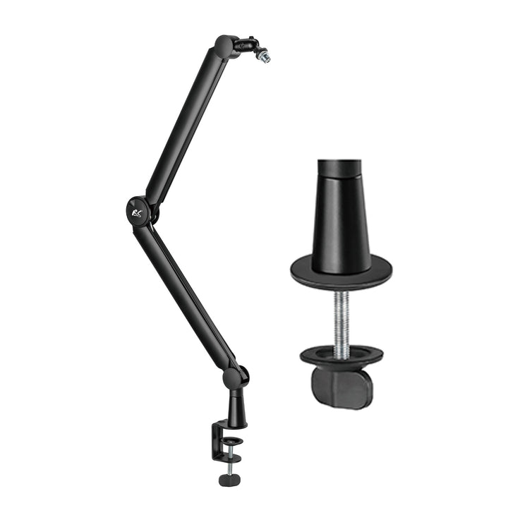 Suporte para microfone NanoRS RS421 com suporte de mesa de 3/8" e 5/8" | Altura regulável até 84,7 cm | Rotação de 360° | Gestão de cabos integrada | Conduta de cabos | Carga máxima de 1 kg