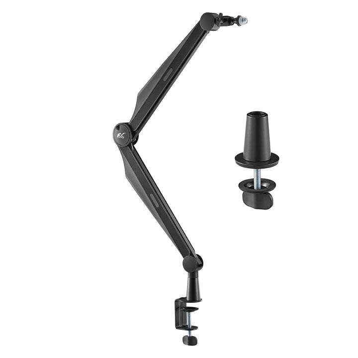 Suporte para microfone NanoRS RS422 com roscas de 3/8" e 5/8" para mesa, carga máxima de 1 kg | Altura regulável até 84,7 cm | Rotação de 360° | Com gestão de cabos | Ideal para estúdio e streaming