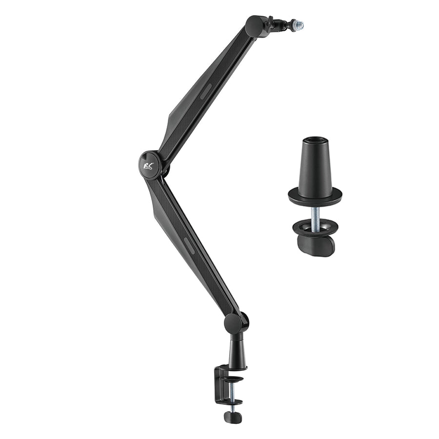 Suporte para microfone NanoRS RS422 com roscas de 3/8" e 5/8" para mesa, carga máxima de 1 kg | Altura regulável até 84,7 cm | Rotação de 360° | Com gestão de cabos | Ideal para estúdio e streaming