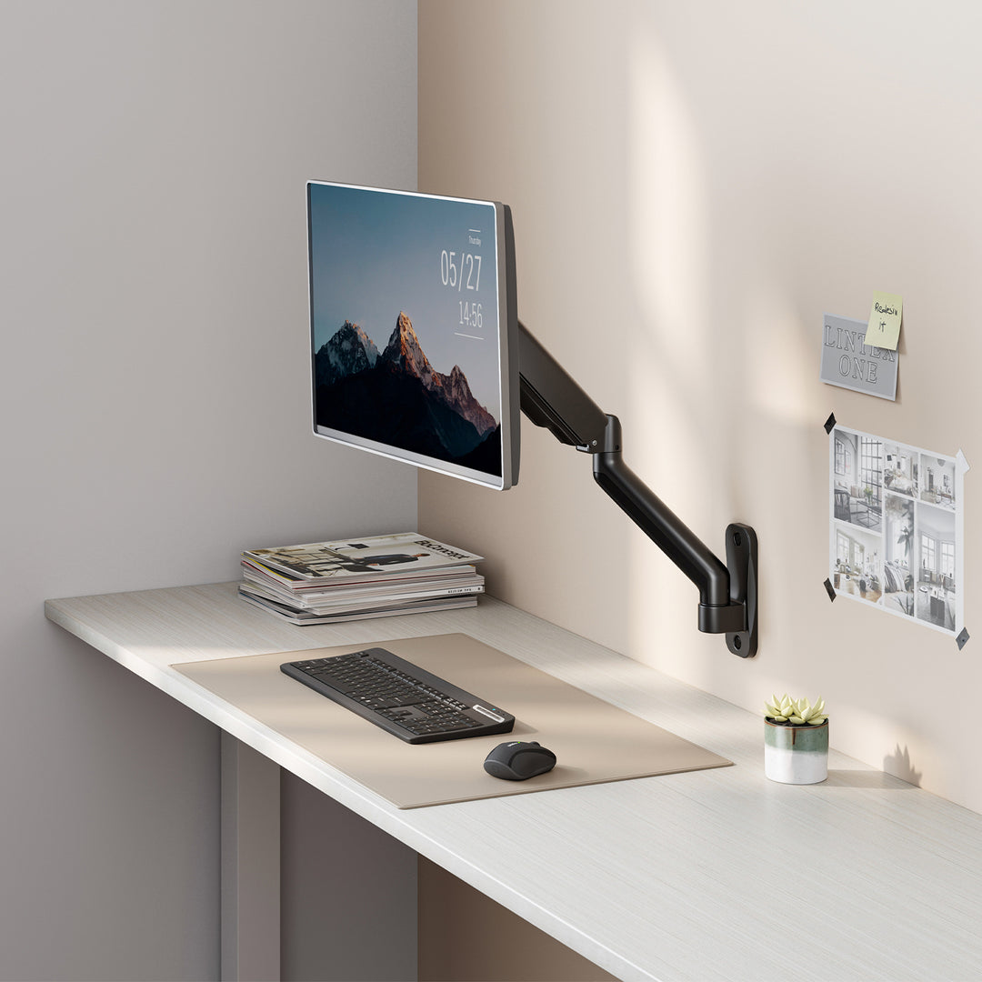 Maclean MC-332 Soporte de Pared Universal para Monitor de Doble Brazo | Pantallas Planas y Curvas de 17-32" | VESA 75x75 y 100x100 | Giratorio, Inclinable | Carga máx. 9 kg