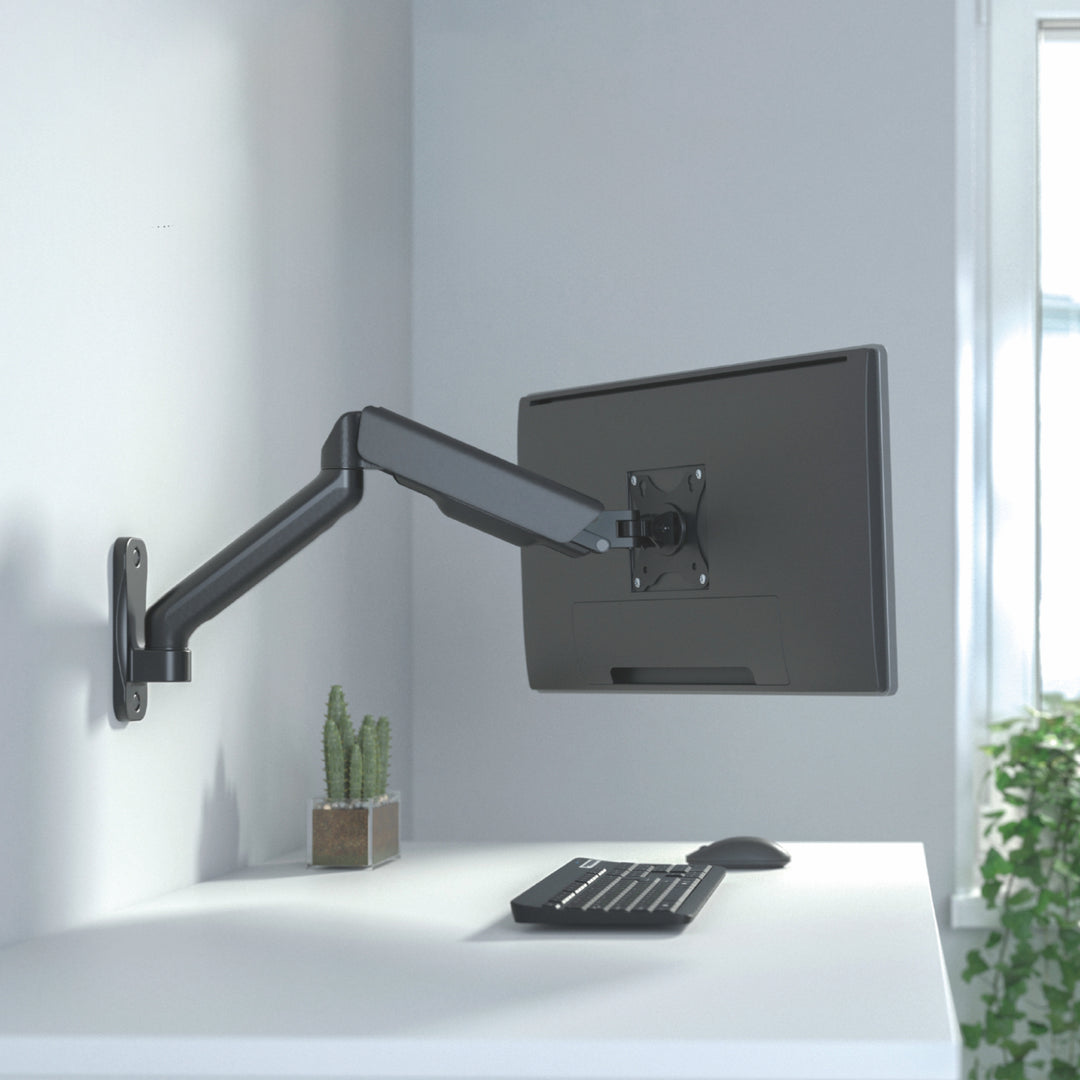 Maclean MC-332 Soporte de Pared Universal para Monitor de Doble Brazo | Pantallas Planas y Curvas de 17-32" | VESA 75x75 y 100x100 | Giratorio, Inclinable | Carga máx. 9 kg