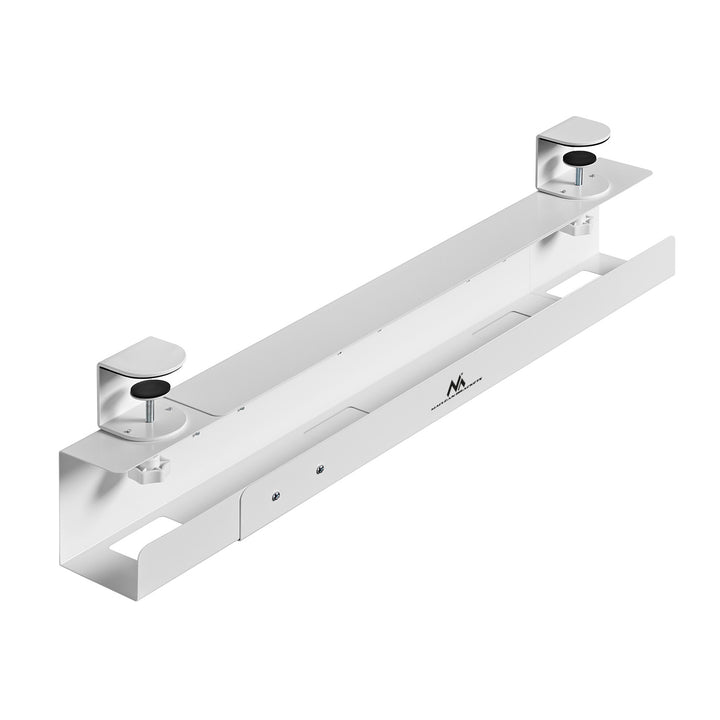 Organizador de cabos por baixo da secretária Maclean MC-333, tabuleiro para gestão de cabos para escritório e casa, carga máxima de 5 kg, comprimento ajustável de 80/100/120 cm