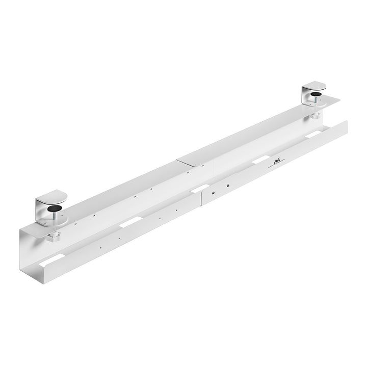 Organizador de cabos por baixo da secretária Maclean MC-333, tabuleiro para gestão de cabos para escritório e casa, carga máxima de 5 kg, comprimento ajustável de 80/100/120 cm