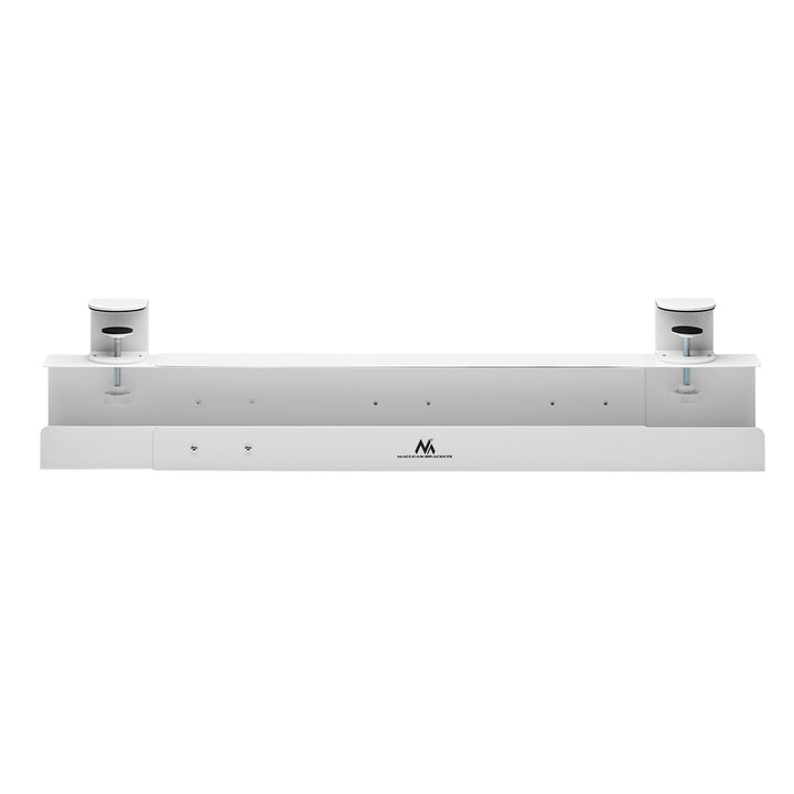 Organizador de cabos por baixo da secretária Maclean MC-333, tabuleiro para gestão de cabos para escritório e casa, carga máxima de 5 kg, comprimento ajustável de 80/100/120 cm